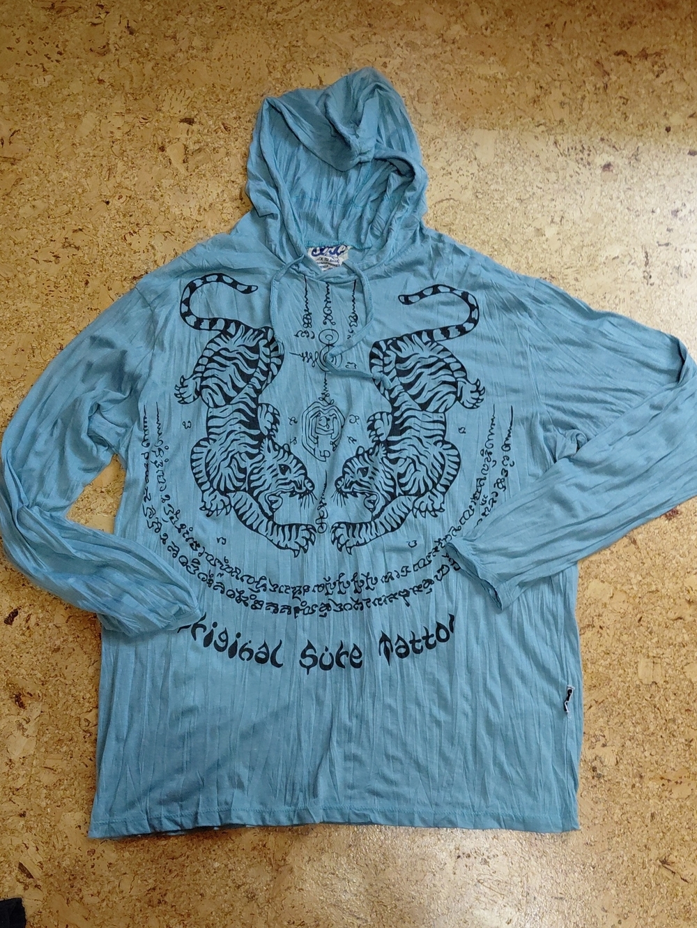 Sure Design Women's Cotton Blue/Black Thai Tigers Long Pullover Hoodie T Size XL